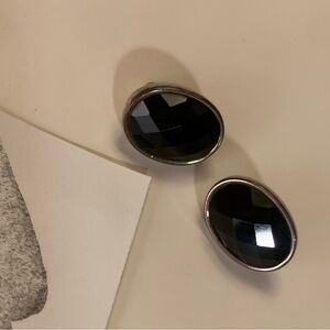 Vintage Black Stone Stud Earrings